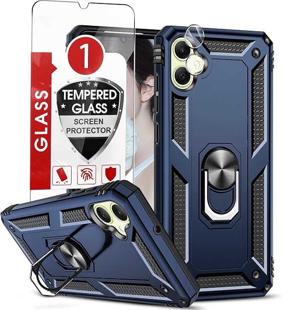 LeYi for Galaxy-A05-Phone Case: Heavy Duty Shockproof and Stand Blue