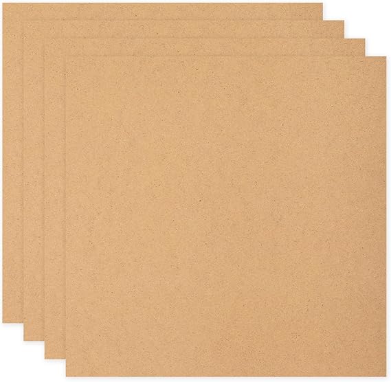 MECCANIXITY MDF Wood Board for Crafts,1/12"(2mm) Thick Medium Density Fiberboard Unfinished Wood for DIY Projects, Art Classes, Carpentry, Painting (4 x 4 in,4Pcs)