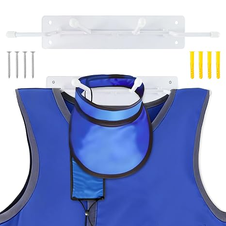 X-Ray Apron Hanger 15 x 2 Inch White Coated 4 Peg Radiation Lead Apron Rack Wall Mount Heavy Duty Radiation Lead Metal Hanger for X Ray Shield Clothing Accessories