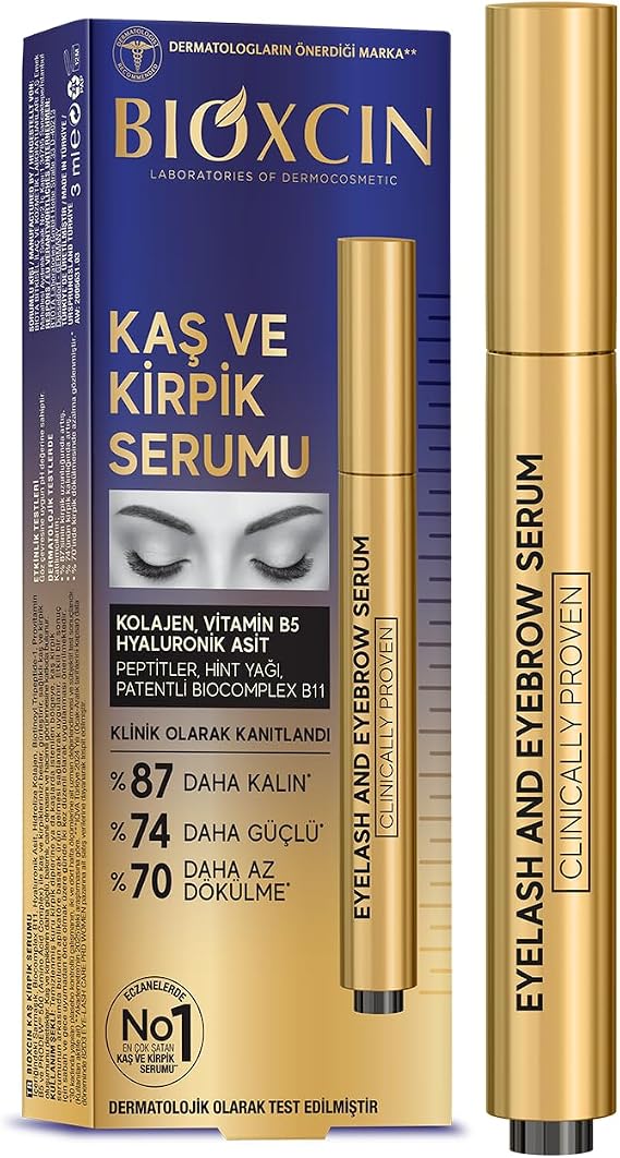 Bioxcin Eyebrow and Eyelash Serum – BioComplex B11 Contains Hyaluronic Acid, Castor Oil and Peptide – Thickening and Extending Effect – 10 ml