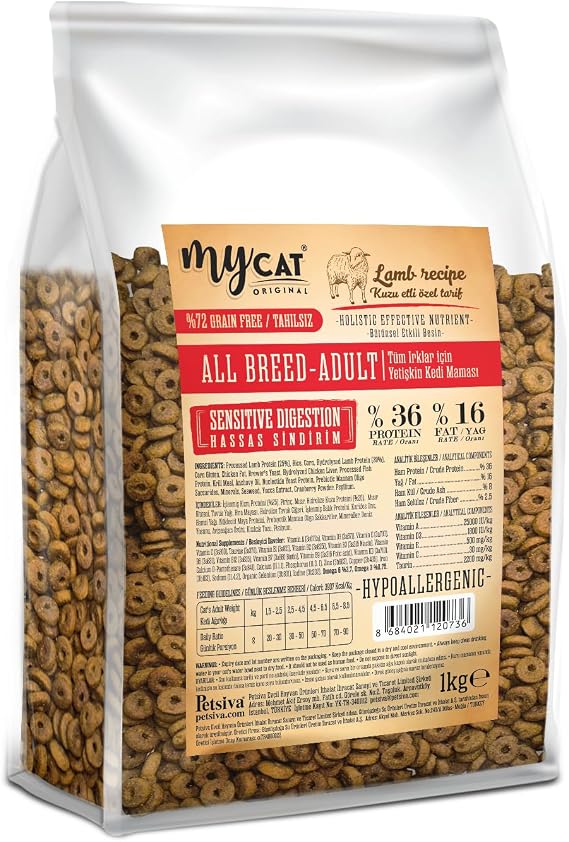 MyCat Original Az Tahıllı Kuzu Etli Yetişkin Kedi Maması 1kg
