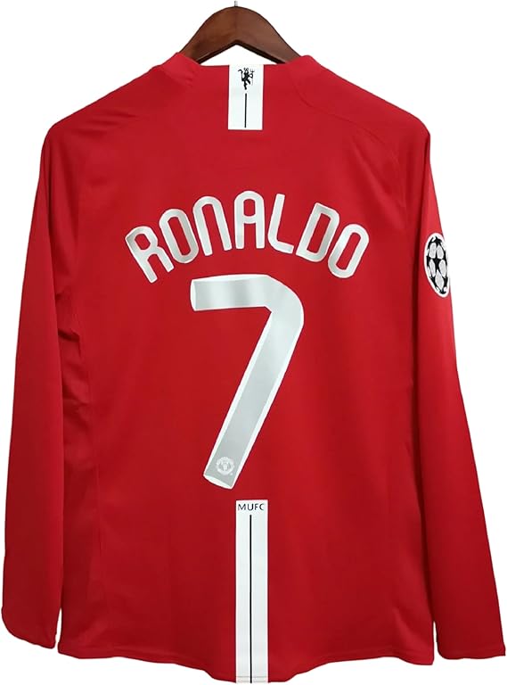 Men's Classic Red Soccer Jersey - Retro Edition No. 7-2008 Vintage Long Sleeve Sports Shirt