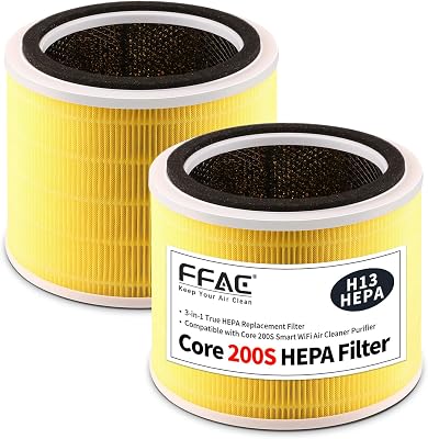 Core 200S Replacement Filter for LEVOIT Core 200S Core 200S-P Smart WiFi Air Purifier, 3 Stages Ture HEPA Filter Compare Part# Core 200S-RF, 2 Pack