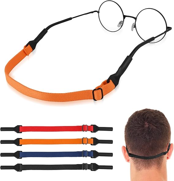 Amabro Adjustable Glasses Straps, 4 PCS Eye Glasses Holders Sunglass Strap | Sports Glasses Retainer Universal Eyewear Retainer Unisex Glasses Lanyards No Tail for Men Women