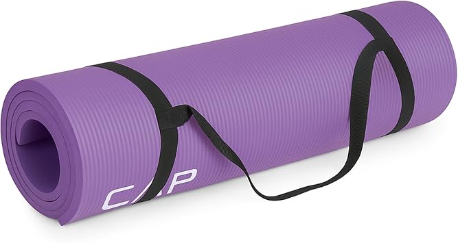 CAP Barbell 1/2-Inch High Density Exercise Yoga Mat with Strap | Multiple Options
