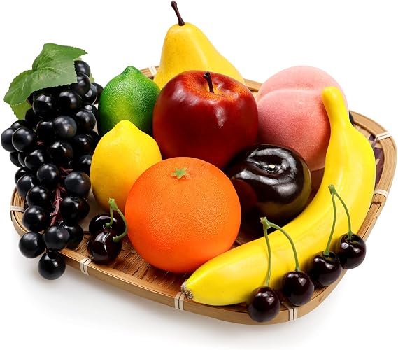 Lorigun Artificial fruits set for decoration fake fruits props,10 kinds of fruit (total 12 Pcs)