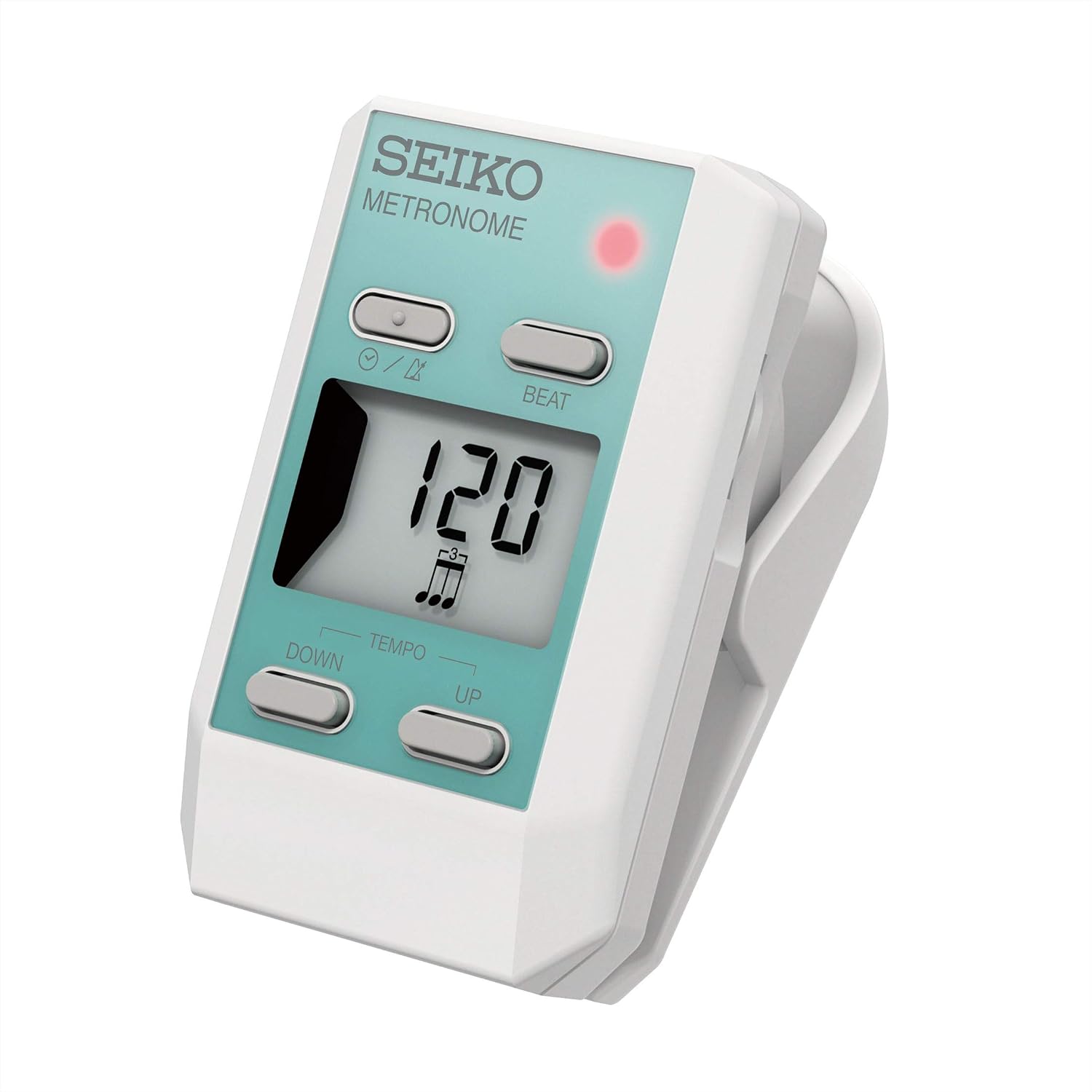 SEIKO Seiko Digital Metronome, Clip Type, Mint Green DM51G with Rotating Volume for Volume Adjustment and Muting Capability
