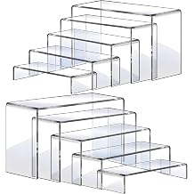 10 PCS Acrylic Risers for Display, 5-Tier Clear Rectangular Tiered Display Stand, Cupcake Dessert Stand, Product Display Shelf Stand (2 Sets)