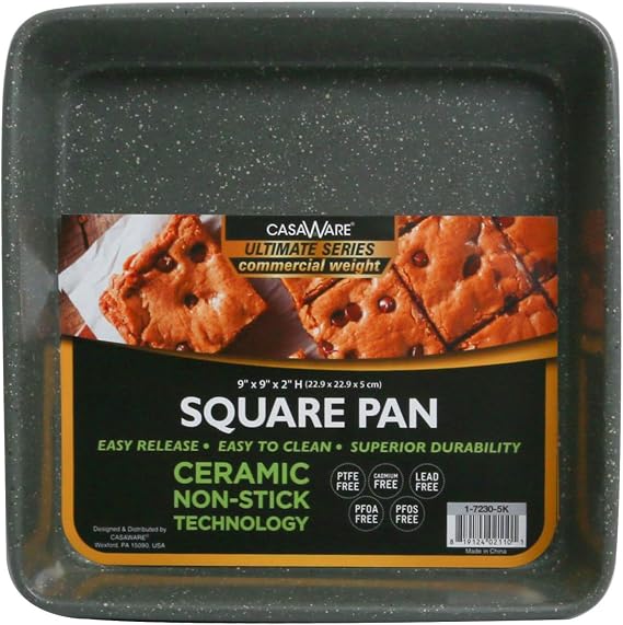 casaWare 9.5-inch Square Cake Pan (Silver Granite)