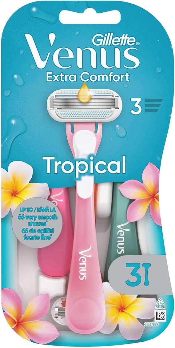 Gillette Venus Extra Comfort Tropical Kullan At Tıraş Bıçağı, 3‘li Paket