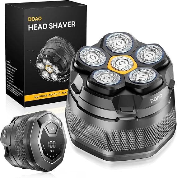 Head Shavers for Bald Men: 6D Floating Electric Razor with Magnetic Removable Head, IPX7 Waterproof Wet or Dry Shaver, LED Display & Type-C Fast Charging