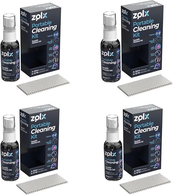 zolx 30ml Taşınabilir Temizleme Kiti Dörtlü Set Gözlük Telefon Tablet Akıllı Saat Küçük Ekran Temizliği 15 * 18 Bez Hediyeli