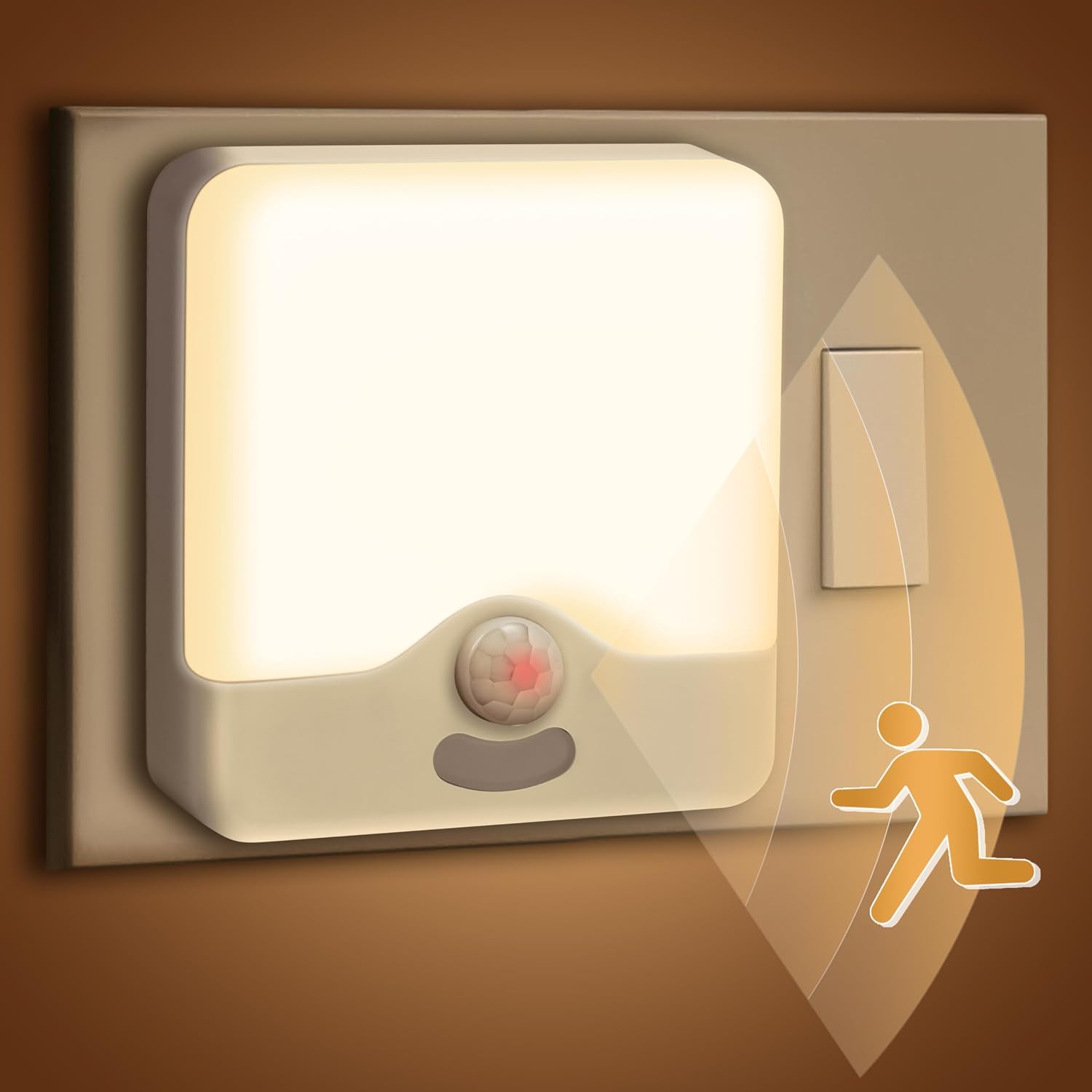 Motion Sensor Night Light - 2 Pack LED Plug in Wall Motion Sensor Lights Indoor Warm White 3000K with Dusk to Dawn Sensor Dimmable Night Light Hallway Bedroom Stair Kitchen Kid Pet Elderly