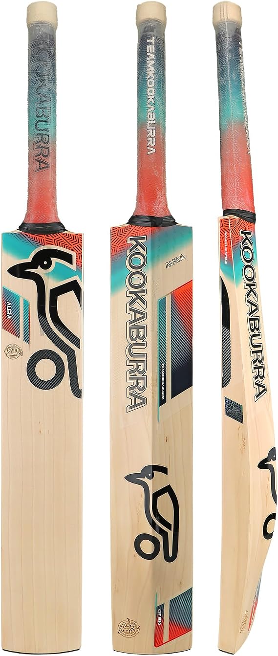 Kookaburra Aura Pro Cricket Bat, Short Handle, Coral/Blue