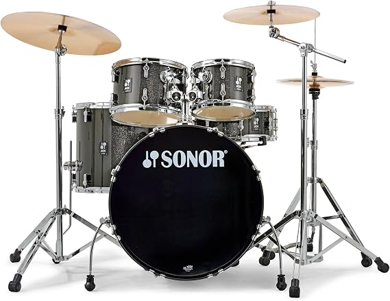 Sonor AQX Stage 5-piece Drum Set with Hardware Pack - Black Midnight Sparkle