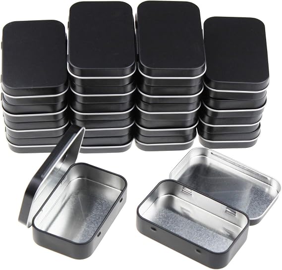 Goodma 20 Pieces Rectangular Metal Empty Hinged Tins Containers, Black