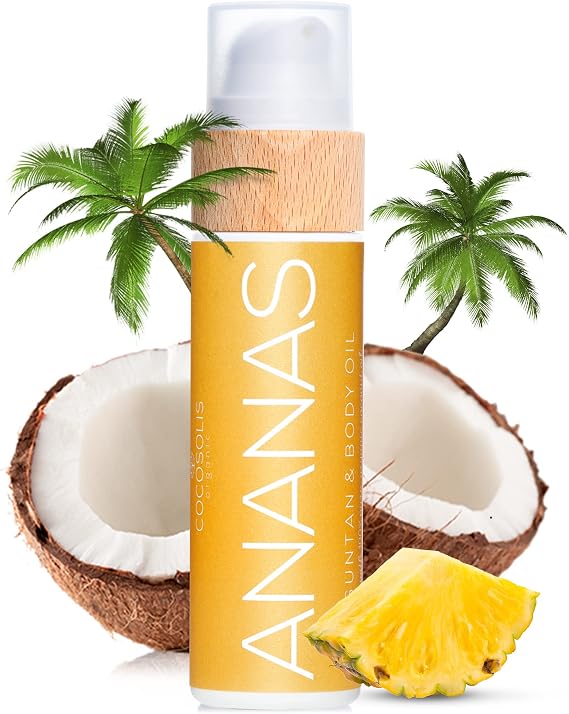 COCOSOLIS ANANAS Tanning Bed Lotion Accelerator - Organic Tanning Lotion with vitamin E & Pineapple Scent Tanning Oil Enhancer For a Rich Chocolate Tan - Nourishing Body Lotion (6.76 fl oz)