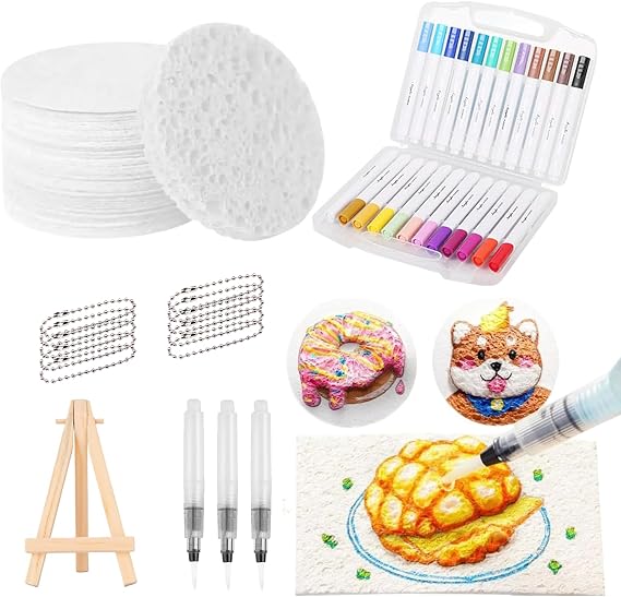 Tinywolf Magic Foam Texture Painting Kit - 3D Foam Texture Paper, DIY Bubble Drawing Pens Art Supplies, Popcorn Drawing Texture Painting Kit (B)