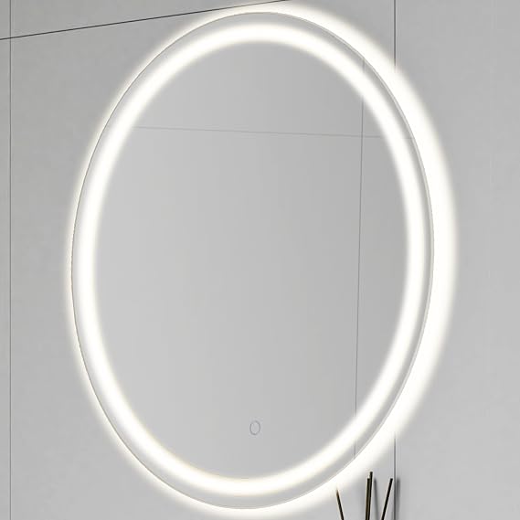 JONATHAN Y Dane 24" x 32" Oval Frameless LED Bathroom Vanity Mirror, Dimmable Anti-Fog Front and Backlit Wall Mounted Design with 3 Color Temperatures, Touch Sensor, Memory MIR104A-3224