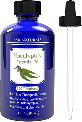 Eucalyptus Essential Oil 4 Oz by Fab Naturals. 100% Pure Therapeutic Grade, Best Oil for Sauna, Steam Room, Shower & Humidifier