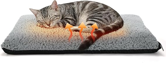 1.6'' Thick Self-Warming Cat Bed - Pet Safe & Non-Electric, Washable Pet Heating Pads, Heated Mat for Indoor & Outdoor Cats, Small Dogs, 15.7 x 23.6in