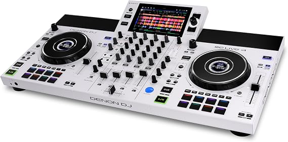 Denon DJ SC LIVE 4 Standalone DJ Controller White | 4-Deck Controller with Stem Separation, Wi-Fi Streaming, Bluetooth, Built-In Speakers, Serato DJ, Virtual DJ Compatibility