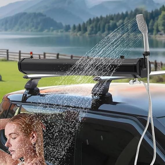 Portable Road Camping Shower, Camping Shower Rinse Kit, Roof Rack Mount Road Shower, PVC Material, 1.5m/4.9ft Water Pipe, Portable Water Tank, For Overlanding And Outdoor Activities 7.93/30