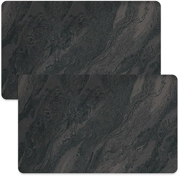 Hocklliy 2 Pcs Stone Bath Mat Quick Dry,40x60 cm Soft Non Slip Absorbent Diatomite Bath Mat for Bathroom Floor Bathtub Kicthen Living Room Pet Feeding(Nile Black)