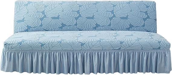 Stretch Futon Cover with Skirt-Blue-Medium