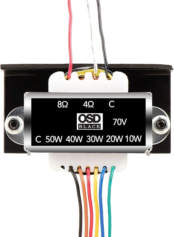 70V Commercial 50W Max Line Matching Indoor Transformer, (50W, 40W, 30W, 20W and 10W Taps)