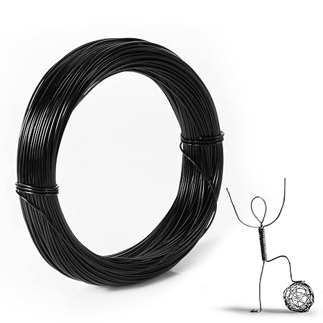 Aluminum Craft Wire, 98.4Ft/ 30m 1mm Metal Wire Armature for Crafts Flexible Bendable Aluminum Wire 18 Gauge for Jewelry Making DIY Crafts Gardening Sculpting (Black)