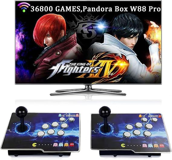 RegiisJoy 36800 in 1 Arcade Game Console Pandoras W88 Pro WiFi Function Game Machine for PC & Projector & TV, 2-4 Players, 1280X720, 3D Games, Search/Hide/Save/Load/Pause Games, Favorite List