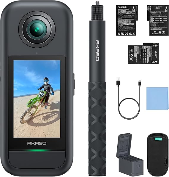 AKASO 360 Creator Combo Version 360-Degree Camera - Action Camera 5.7K 360-Degree Video 72MP 360-Degree Photos New 1/2-Inch 48MP Sensor 360-Degree Horizon Maintenance 360° Super Smooth Stabilization