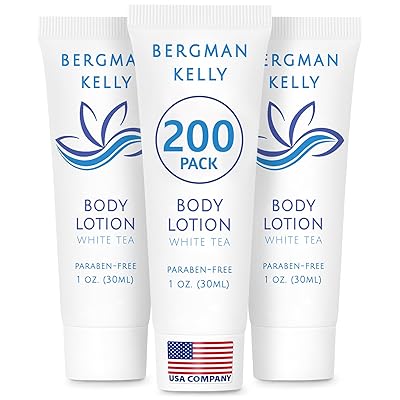 BERGMAN KELLY - Travel Size Lotion - 1 fl oz, 200 PK, White Tea - Delight Your Guests with Invigorating and Refreshing Body Lotion - Quality Mini and Small Size Guest Hotel Toiletries in Bulk