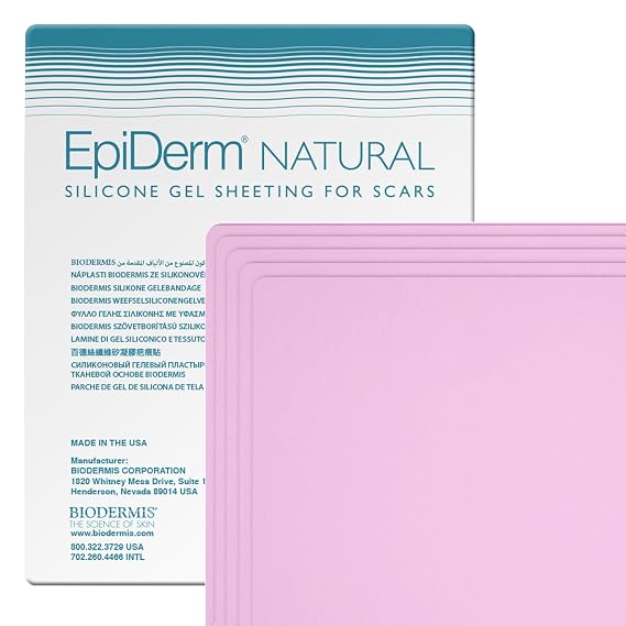 EpiDerm Large Silicone Scar Sheets, Reusable, 11"x15.75", 5-Pack, Clear