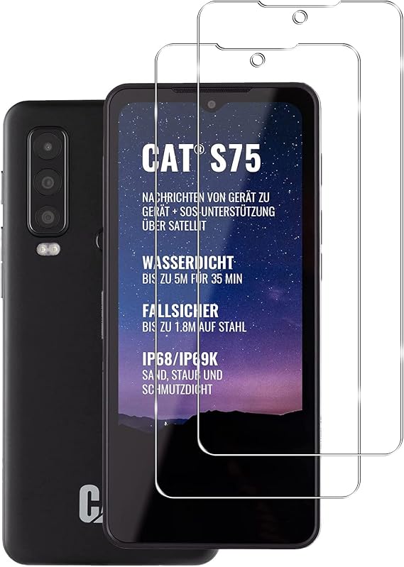 Pack of 2 for Cat S75 for Tempered Glass Screen Protector 9H Hardness Anti-Scratch Anti-Bubble HD Clear Screen Protector Compatible with Cat S75