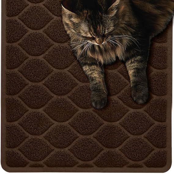 MIGHTY MONKEY Waterproof Cat Litter Box Mat, BPA Free, 24x17 Chocolate