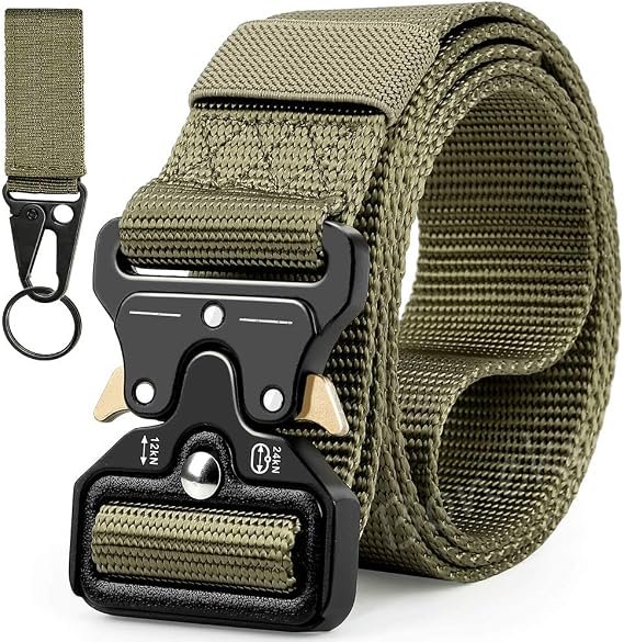 Men Tactical Belt, Military Belt with Quick Release Metal Buckle
