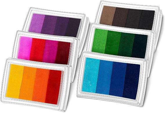 MERDTTES Rainbow Ink Pads, Washable Finger Stamp Pads for Kids Crafts