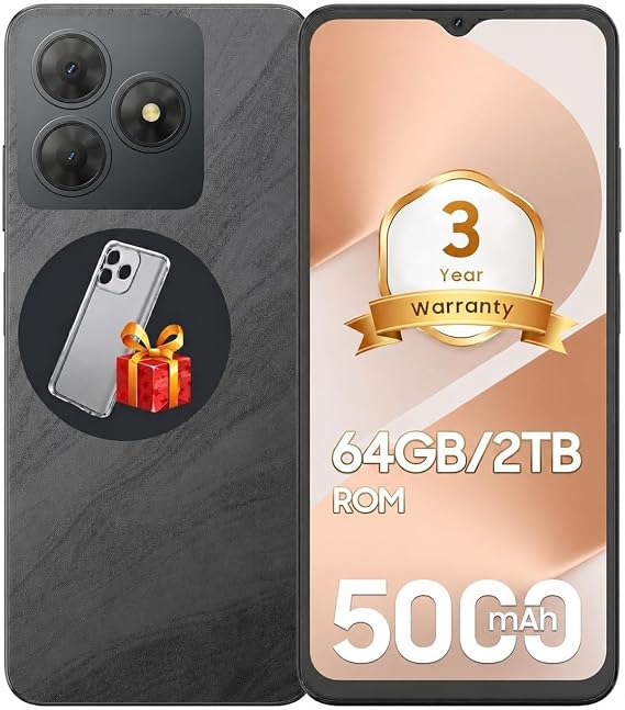 Mobile Phones, Android Phone(3YRW), 6.56 In, 6GB +64GB/2TB Octa Core, Black