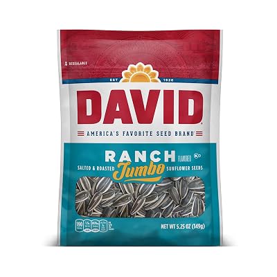 DAVID Seeds Roasted & Salted Ranch Jumbo Sunflower Seeds, Keto Friendly, 5.25 oz