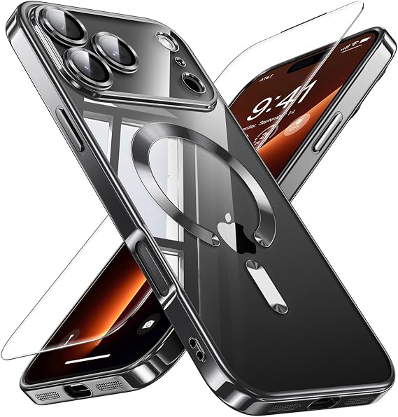JUESHITUO for iPhone 17 Pro Case with Full Camera Lens Protector(Compatible with MagSafe)(Military Grade Drop Protection) 1X Screen Protector, Case for iPhone 17Pro, Black