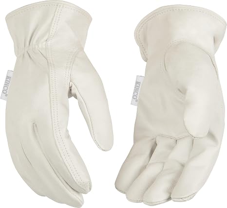 Kinco, 92W-S, Women's White Premium Grain Goatskin Leather Glove - Durable, Comfortable Out-Seam, Safety Easy-On Cuff, Anti Fatigue Design - Ideal for Gardening, Farm, Ranch, DIY, Landscaping - Small