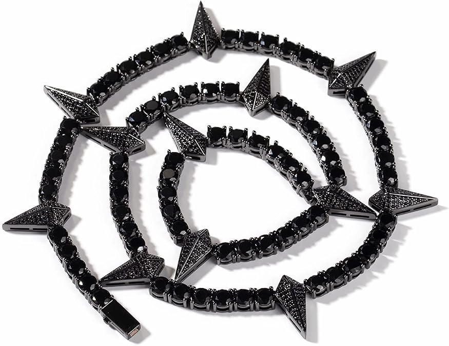 Black Panther Necklace for men diamond necklace for men black necklace for men Rapper chain iced out chain Diamond chain Cubic zirconia necklace Gift box packaging(22in)
