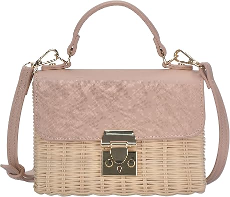 Madison West - The Madeline Crossbody Sunbleached Straw Bag Top Handle Satchel Bag for Women