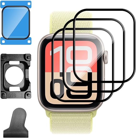 Lutree Screen Protector for Apple Watch SE 3 44mm, 3 Pieces 3D Full Coverage Easy to Install, HD Anti-Scratch Anti-Fingerprint Flexible Protective Film