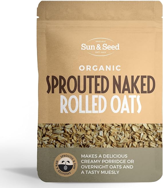Sun & Seed Organic Sprouted Raw Rolled Naked Oats, 250 g