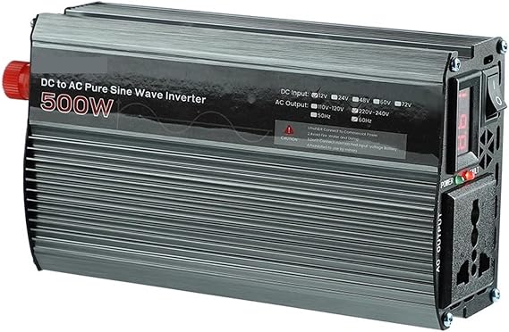 500W Pure Sine Wave Inverter 12V/24V AC Voltage Converter Power Peak 1000W Wide Application(12V 50HZ)