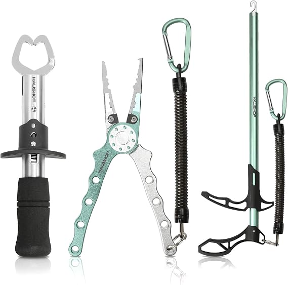 HAUSHOF 3PC Fishing Tool Kit with Pliers, Gripper & Hook Remover