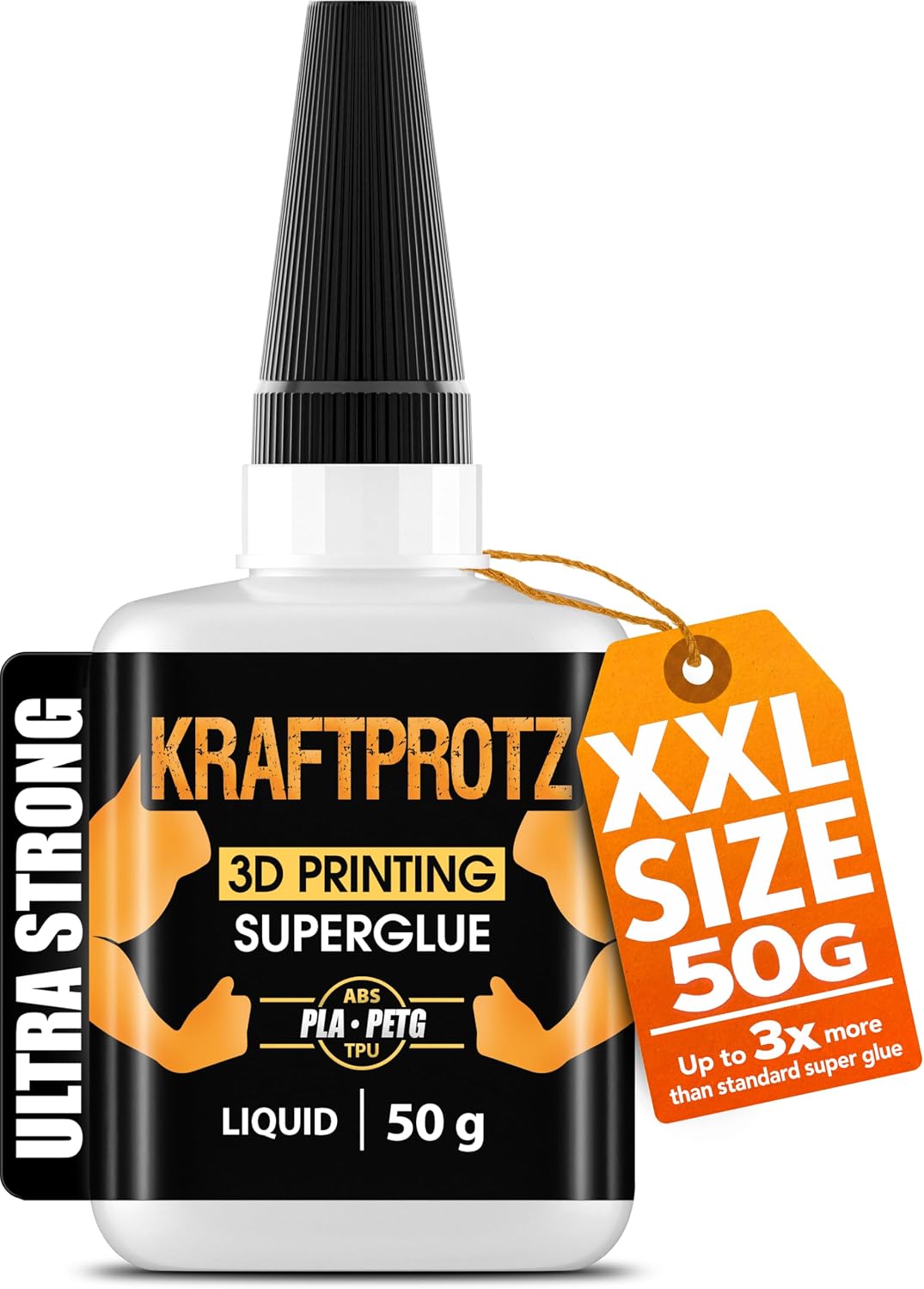 3D printing super glue – KRAFTPROTZ Liquid 50 g – thin adhesive for fine cracks in PLA, ABS, PETG, TPU – waterproof, heatproof &amp; transparent – capillary action – anti-dry tip – model repair &amp; hobby